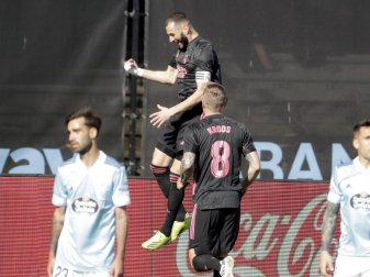 Matchwinner beim Real-Sieg bei Celta Vigo: Karim Benzema (M). Foto: Lalo R. Villar/AP/dpa