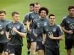 Ein Sieg ist eingeplant: Die deutsche Nationalmannschaft beim Abschlusstraining für das Spiel gegen Nordmazedonien. Foto: Federico Gambarini/dpa