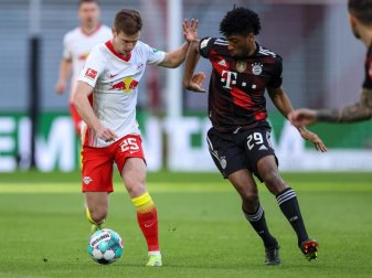 Sieht RB nicht mehr weit weg von Bayern: Leipzigs Dani Olmo (l). Foto: Jan Woitas/dpa-Zentralbild/dpa