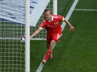 Traf als erster Spieler von Union Berlin dreimal in einem Bundesliga-Spiel ins Tor des Gegners. Foto: Annegret Hilse/Reuters-Pool/dpa Traf als erster Spieler von Union Berlin dreimal in einem Bundesliga-Spiel ins Tor des Gegners. Foto: Annegret Hilse/Reuters-Pool/dpa