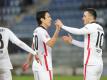 Makoto Hasebe (Mitte) nimmt sein Team in die Pflicht