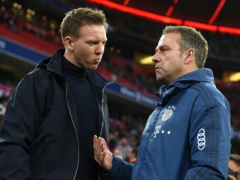 Hansi Flick (r.) lobt Julian Nagelsmann Hansi Flick (r.) lobt Julian Nagelsmann