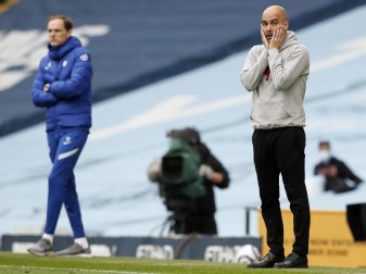 Pep Guardiola (r) verlor mit Man City gegen den FC Chelseas und Thomas Tuchel. Foto: Martin Rickett/Pool PA/AP/dpa Pep Guardiola (r) verlor mit Man City gegen den FC Chelseas und Thomas Tuchel. Foto: Martin Rickett/Pool PA/AP/dpa