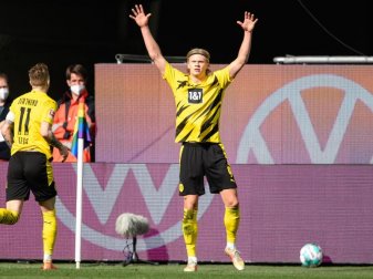 Meldet sich rechtzeitig zum Pokalfinale wieder einsatzbereit: BVB-Torjäger Erling Haaland. Foto: Swen Pförtner/dpa Meldet sich rechtzeitig zum Pokalfinale wieder einsatzbereit: BVB-Torjäger Erling Haaland. Foto: Swen Pförtner/dpa
