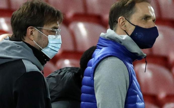 Konkurrenten um einen Platz in der Königsklasse: Liverpool-Coach Jürgen Klopp (l) und Chelseas Thomas Tuchel. Foto: Phil Noble/PA Wire/dpa