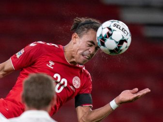 Der Däne Yussuf Poulsen in Aktion. Foto: Liselotte Sabroe/Ritzau Scanpix/dpa