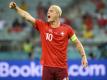 Schweizer Leader und ein echter Typ: Granit Xhaka. Foto: Jean-Christophe Bott/KEYSTONE/dpa