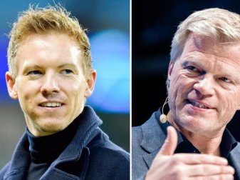 Julian Nagelsmann (l) und Oliver Kahn. Foto: Uwe Anspach/dpa Julian Nagelsmann (l) und Oliver Kahn. Foto: Uwe Anspach/dpa