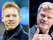 Julian Nagelsmann (l) und Oliver Kahn. Foto: Uwe Anspach/dpa