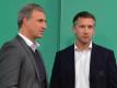 Marco Bode (l), Aufsichtsratvorsitzender, und Frank Baumann, Geschäftsführer Sport von Werder Bremen. Foto: Carmen Jaspersen/dpa/Archivbild