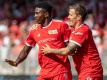 Der 1. FC Union Berlin um Taiwo Awoniyi (l) und Max Kruse ist in der Conference League gefordert. Foto: Andreas Gora/dpa