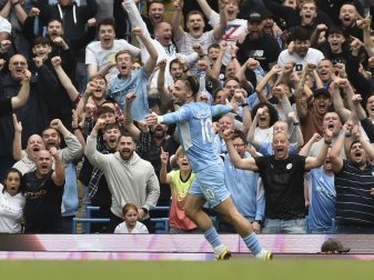 Neuzugang Jack Grealish schoss sein erstes Tor für Manchester City. Foto: Rui Vieira/AP/dpa Neuzugang Jack Grealish schoss sein erstes Tor für Manchester City. Foto: Rui Vieira/AP/dpa