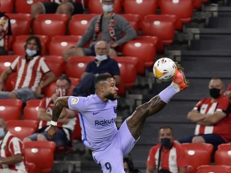 Memphis Depay erzielte den Treffer für den FC Barcelona. Foto: Alvaro Barrientos/AP/dpa Memphis Depay erzielte den Treffer für den FC Barcelona. Foto: Alvaro Barrientos/AP/dpa