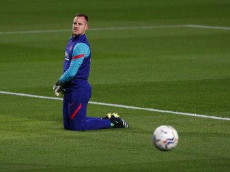 Barcelonas Torhüter Marc-André ter Stegen könnte schon am kommenden Sonntag wieder auf dem Platz stehen. Foto: Joan Monfort/AP/dpa Barcelonas Torhüter Marc-André ter Stegen könnte schon am kommenden Sonntag wieder auf dem Platz stehen. Foto: Joan Monfort/AP/dpa