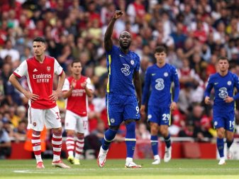 Chelsea-Neuzugang Romelu Lukaku (M) traf schon nach 15 Minuten zur Führung. Foto: Nick Potts/PA Wire/dpa Chelsea-Neuzugang Romelu Lukaku (M) traf schon nach 15 Minuten zur Führung. Foto: Nick Potts/PA Wire/dpa