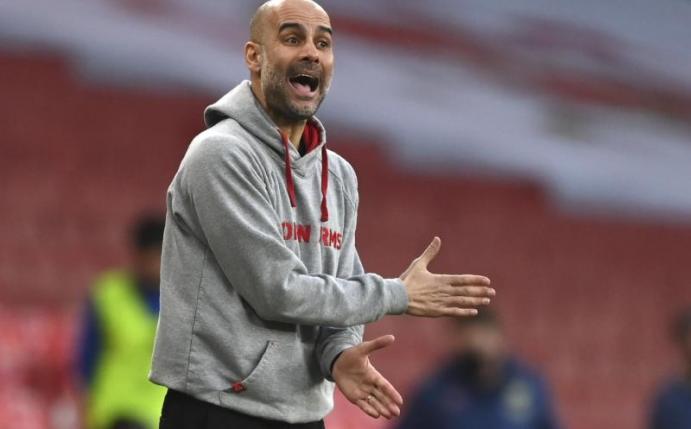City-Cheftrainer Pep Guardiola. Foto: Shaun Botterill/Pool Getty/AP/dpa