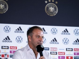 Hansi Flick stellt sich bei einem Medientermin den Fragen der Journalisten. Foto: Thomas Boecker/DFB/dpa Hansi Flick stellt sich bei einem Medientermin den Fragen der Journalisten. Foto: Thomas Boecker/DFB/dpa