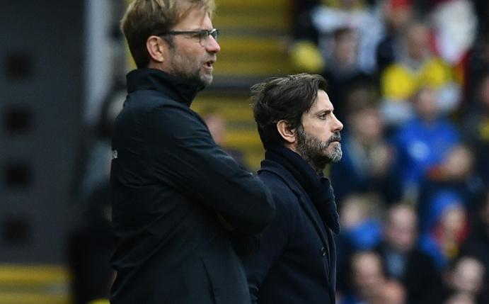Klopp (l.) sieht eine klare Niederlage seines Teams (Quelle: SID-IMAGES/AFP)