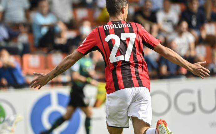 Daniel Maldini erzielt das 1:0 gegen Spezia Calcio