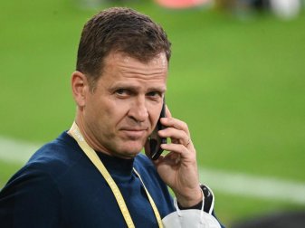 Stärkt Timo Werner den Rücken: Nationalmannschaftsdirektor Oliver Bierhoff. Foto: Federico Gambarini/dpa Stärkt Timo Werner den Rücken: Nationalmannschaftsdirektor Oliver Bierhoff. Foto: Federico Gambarini/dpa