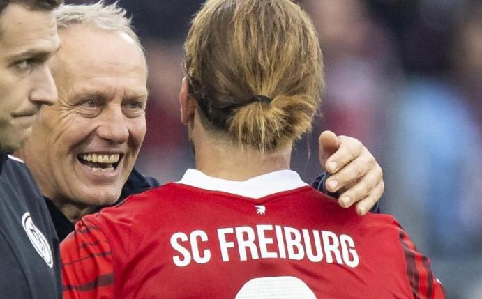 Freiburg-Coach Christian Streich (l) und Torschütze Lucas Höler sind bereit für das Spitzenspiel gegen den FC Bayern. Foto: Tom Weller/dpa