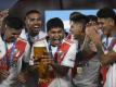 Die Spieler von River Plate feiern die Meisterschaft. Foto: Gustavo Garello/AP/dpa