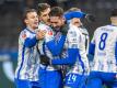 Hertha BSC setzte sich zu Hause gegen Arminia Bielefeld durch. Foto: Andreas Gora/dpa