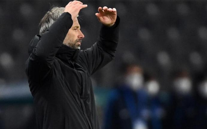 BVB-Trainer Marco Rose war nach der Niederlage in Berlin bedient. Foto: Soeren Stache/dpa-Zentralbild/dpa
