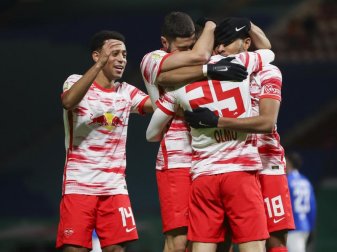 Die Spieler von RB Leipzig jubeln nach dem 2:0 gegen Hansa Rostock. Foto: Jan Woitas/dpa-Zentralbild/dpa Die Spieler von RB Leipzig jubeln nach dem 2:0 gegen Hansa Rostock. Foto: Jan Woitas/dpa-Zentralbild/dpa