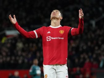 Auch Manchester Uniteds Superstar Cristiano Ronaldo scheiterte vom Elfmeterpunkt. Foto: Martin Rickett/PA Wire/dpa