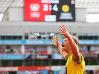 In der Hinrunde siegt Borussia Dortmund mit 4:3 in Leverkusen - im Rückspiel fehlt dem BVB allerdings Torjäger Erling Haaland. Foto: Rolf Vennenbernd/dpa