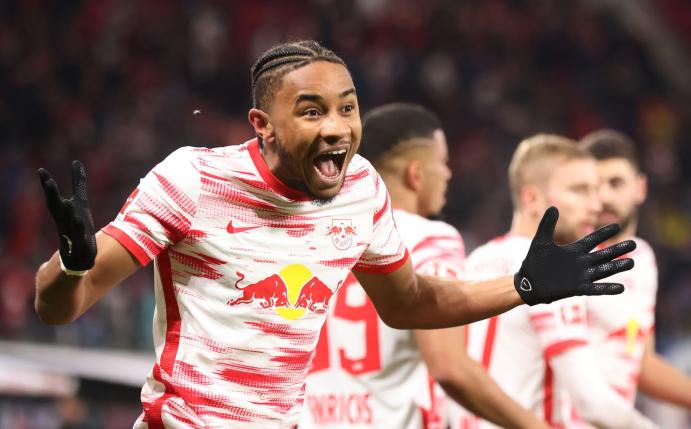 Leipzigs Christopher Nkunku traf per Freistoß zum 1:0 gegen den 1. FC Köln.