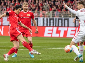 Genki Haraguchi (l) trifft zum 1:0 für den 1. FC Union. Genki Haraguchi (l) trifft zum 1:0 für den 1. FC Union.