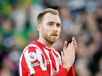 Feierte sein Comeback auf dem Fußballplatz: Christian Eriksen vom FC Brentford. Feierte sein Comeback auf dem Fußballplatz: Christian Eriksen vom FC Brentford.