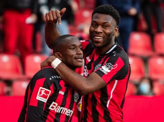 Glänzt in der Rückrunde als Torjäger: Leverkusens Moussa Diaby (l). Glänzt in der Rückrunde als Torjäger: Leverkusens Moussa Diaby (l).
