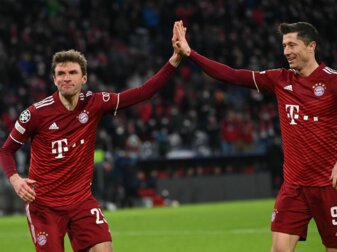 Münchens Thomas Müller (l) und Robert Lewandowski. Münchens Thomas Müller (l) und Robert Lewandowski.