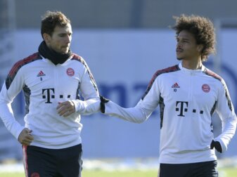 Leon Goretzka (l.) wieder im Bayern-Mannschaftstraining Leon Goretzka (l.) wieder im Bayern-Mannschaftstraining