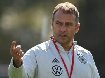 Bereitet sich mit der deutschen Nationalmannschaft in Frankfurt auf das Spiel gegen Israel vor: Bundestrainer Hansi Flick. Bereitet sich mit der deutschen Nationalmannschaft in Frankfurt auf das Spiel gegen Israel vor: Bundestrainer Hansi Flick.