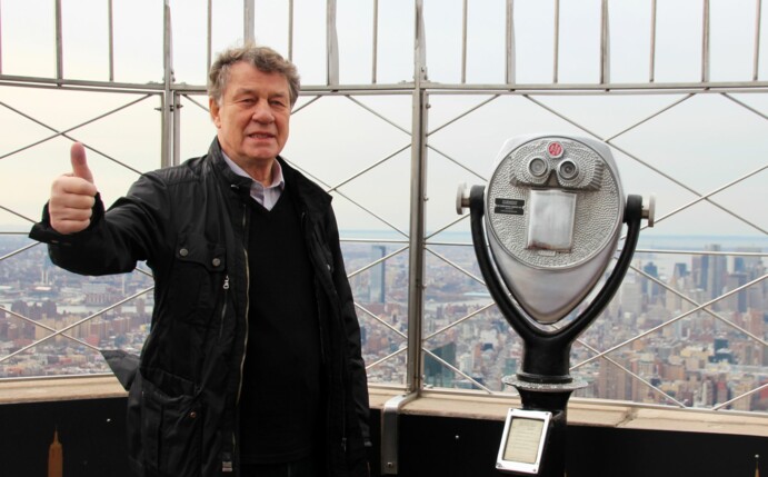 Zu Gast in New York: Otto Rehhagel auf dem Empire State Building.