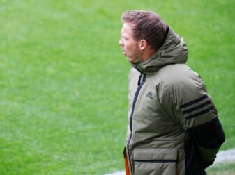 Bayerns Trainer Julian Nagelsmann während der Partie in Freiburg. Bayerns Trainer Julian Nagelsmann während der Partie in Freiburg.