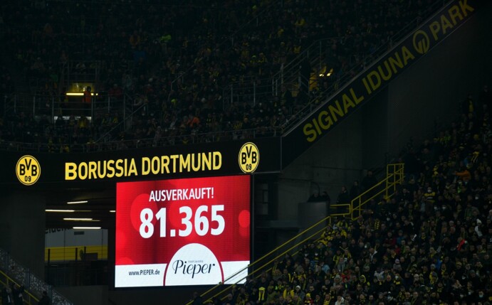 Das Dortmunder Stadion war beim Bundesliga-Spiel gegen den RB Leipzig ausverkauft.