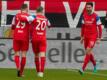 Heidenheims Tim Kleindienst (r) jubelt nach seinem Treffer zum 1:0 gegen den 1. FC Nürnberg.