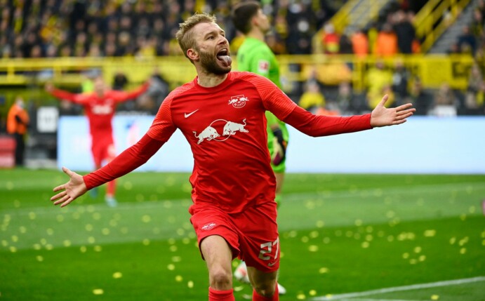 Laimer erzielte gegen den BVB 2 Tore und 1 Vorlage. Foto: Ina Fassbender/AFP via Getty Images