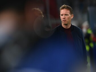 Zeigt nach dem Aus in der Champions League Nerven: Bayern-Trainer Julian Nagelsmann. Zeigt nach dem Aus in der Champions League Nerven: Bayern-Trainer Julian Nagelsmann.