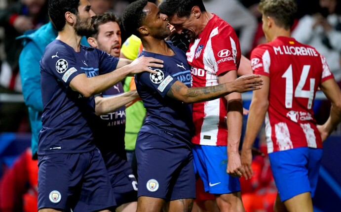 Zwischen Atlético Madrid und Manchester City ging es schon auf dem Platz hoch her.