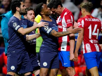 Zwischen Atlético Madrid und Manchester City ging es schon auf dem Platz hoch her. Zwischen Atlético Madrid und Manchester City ging es schon auf dem Platz hoch her.