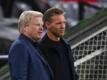 Bayern-Vorstandschef Oliver Kahn (l) verurteilt die Morddrohungen gegen Trainer Julian Nagelsmann.