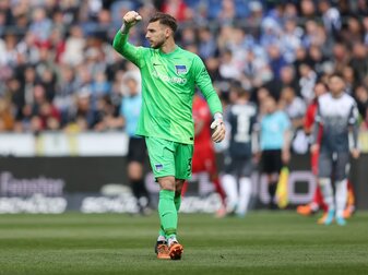 In bisher 8 Bundesligaspielen kassierte Lotka 13 Gegentore. Foto: Getty Images/Christof Koepsel In bisher 8 Bundesligaspielen kassierte Lotka 13 Gegentore. Foto: Getty Images/Christof Koepsel