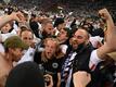 Die Fans von Eintracht Frankfurt feiern den Einzug ins Finale der Europa League.