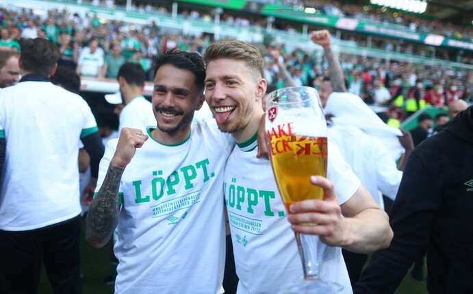Mit Werder Bremen stieg Weiser als Leihspieler in die Bundesliga auf. Foto: Lars Baron/Getty Images
